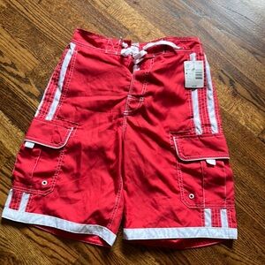 NWT Joe Boxer Small Swim Shorts Red/white